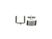 Stainless Steel Engravable Satin w Black Acrylic Cuff Links