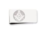 Rhodium Plated Stainless Steel Masonic Engravable Money Clip. Lovely Leatherrete Gift Box Included