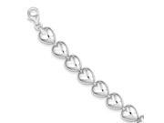 Sterling Silver 7.5in Polished Heart Bracelet