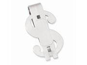 Rhodium Plated Stainless Steel Satin Finish Dollar Sign Engravable Money Clip