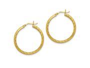 Sterling Silver 5 x 35mm 14k Gold Plated Textured Patterned Hoop Earrings 1.2IN Long