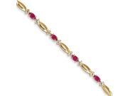 14k Yellow Gold Diamond and African Ruby Oval Bracelet