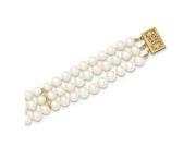14k Yellow Gold 7.5in 5 5.5mm 3 Strand Freshwater Cultured Pearl Bracelet.