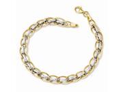 14k Two Tone Gold Rhodium Plated 7in Polished Fancy Link Bracelet