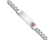 Sterling Silver Engravable 8in Medical ID Curb Men s Link Bracelet