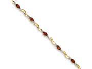 14k Yellow Gold Completed Fancy Diamond and Garnet Bracelet Color H I Clarity SI2 I1