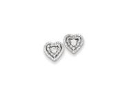 Sterling Silver Rhodium Plated Diamond Heart Post Earrings. Carat Wt 0.5ct 9.09MM