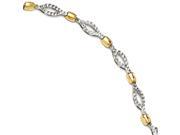 14k Two Tone Gold Rhodium Plated 7in D C Bracelet