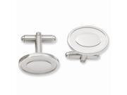 Rhodium Plated Stainless Steel Oval with Engraveable Area Cuff Links