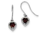 Sterling Silver Rhodium Plated Garnet Small Heart Earrings (0.8IN x 0.3IN ) Sterling Silver Rhodium Plated Garnet Small Heart Earrings (0.8IN x 0.3IN )