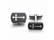 Stainless Steel Black Plated w Polished Cross Cuff Links