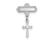 Sterling Silver Polished Synthetic CZ Cross Pin