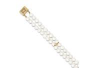 14k Yellow Gold 7.5in 5 5.5mm 2 Strand Freshwater Cultured Pearl Bracelet.