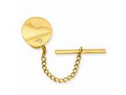 Gold Plated Engravable Stainless Steel.01 Ct. Diamond Polished Florentined Tie Tack Color H I Clarity SI1 SI2