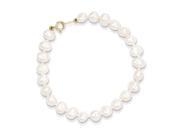 14k Yellow Gold 5in Children s Simulated 5.25 Simulated Pearl Bracelet.