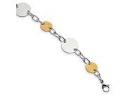 Stainless Steel 14k Gold IP Plated Engravable Circle Bracelet 8in long
