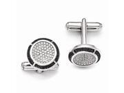 Sterling Silver Rhodium Plated Polished Synthetic CZ Embers Cuff Links