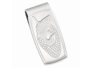 Rhodium Plated Stainless Steel Fish in Net Hinged Engravable Money Clip