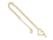 14k Yellow Gold 9in Double Strand Heart Anklet