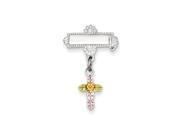 Sterling Silver Polished 14k Gold Plated Epoxy Dangle Cross Pin