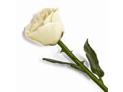 Lacquer Dipped Natural White Rose w Green Leaves Stem