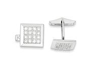 Sterling Silver Polished Solid Synthetic CZ Cuff Links.
