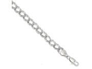 7in Rhodium plated 6.5mm Double Link Charm Bracelet