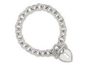 Sterling Silver 8.5in Polished Heart and Key Bracelet