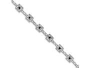 Sterling Silver Rhodium Plated Blue and Clear Synthetic CZ Bracelet.