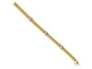 14k Two Tone Gold 7in 7.25mm Polished Diamond Mesh Bracelet Color H I Clarity SI2 I1