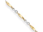 14K Two Tone White Yellow Gold 7.25in Link Bracelet