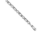 Sterling Silver Rhodium Plated Polished 7in Hearts and Squares Fancy Link Bracelet