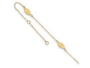 14k Yellow Gold 9in Polished Puffed Rice Bead Anklet w 1inch extender