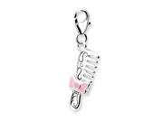 Sterling Silver Rhodium Plated 3 D Enameled Combwith Lobster Clasp Charm 0.7IN long x 0.5IN wide