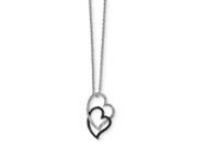 Sterling Silver Rhodium Plated Black and White Diamond Heart Pendant. Total Carat Wt 0.38ct.