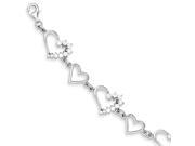Sterling Silver Rhodium Plated Synthetic CZ Journey Style Bracelet