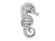 Sterling Silver Rhodium Plated Synthetic CZ Polished Seahorse Pin.