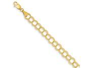 14k Yellow Gold 8in Solid Triple Link Charm Bracelet