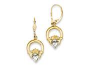 14k Two Tone Gold Claddagh Leverback Earrings (1.3IN x 0.5IN) 14k Two Tone Gold Claddagh Leverback Earrings (1.3IN x 0.5IN)