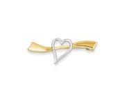 14K Yellow Gold and Rhodium Plated Solid Satin Polished Heart Pin