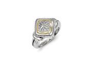Sterling Silver w 14K Gold 1 8ct. Diamond Vintage Ring. Carat Wt 0.12ct