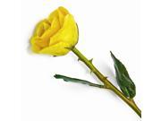 Lacquer Dipped Natural Yellow Rose w Green Leaves Stem