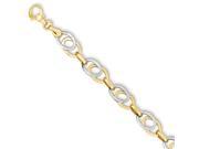 14k Two Tone Gold 8.5in Polished Fancy Link Bracelet