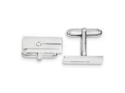 Sterling Silver Synthetic CZ Rectangle Cuff Links