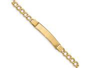 14k Yellow Gold Engravable 7in Polished Curb Link 5.9mm ID Bracelet Plate 1.6in x 0.3in
