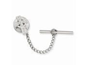 Rhodium Plated Stainless Steel Celtic Cross Tie Tack. Lovely Leatherrete Gift Box Included