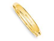 14k Yellow Gold 7in 7.7mm Polished Solid Hinged Bracelet Bangle