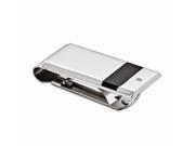 Stainless Steel Black Rubber and Synthetic CZ Engravable Money Clip