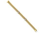 14k Two Tone Gold 7in 9.50mm Completed Polished Diamond Mesh Bracelet