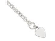 Sterling Silver 7.75in Engravable Heart Disc on Fancy Link Toggle Bracelet